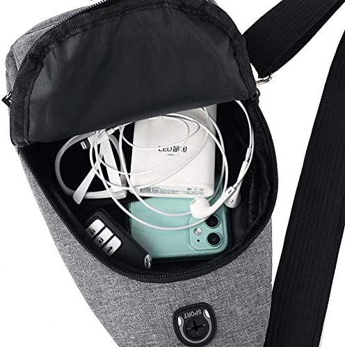 Small Sling Bag Crossbody Chest Shoulder Water Resistant Purse One Strap Travel Bag for Men Women Boys With Earphone Hole - Image 7